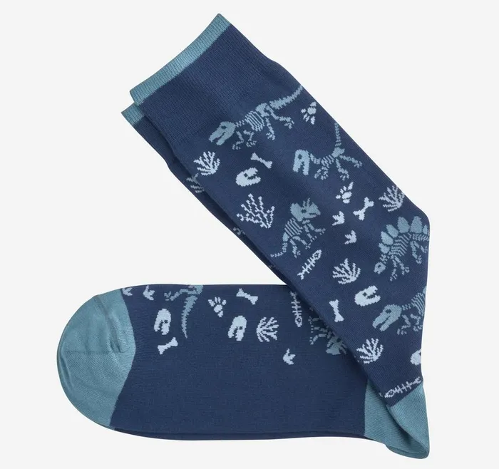 Johnston and Murphy Novelty Socks Navy Dinosaur Fossils Men Socks
