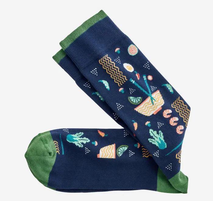 Johnston and Murphy Novelty Socks Navy Ramen Men Socks