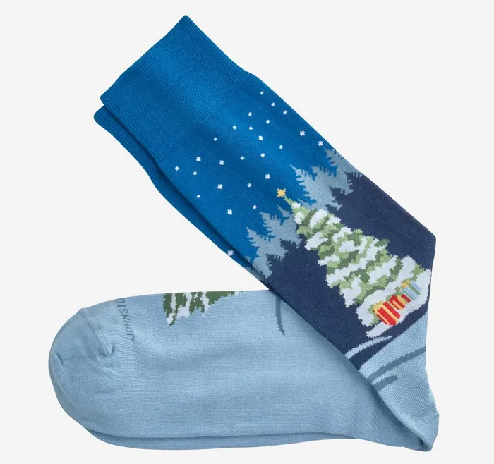Johnston and Murphy Pima Cotton HolidayThemed Socks Blue Holiday Theme Men Socks