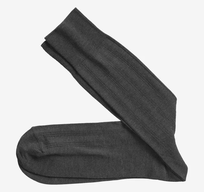 Johnston and Murphy Pima Cotton Ribbed Socks Charcoal Men Socks