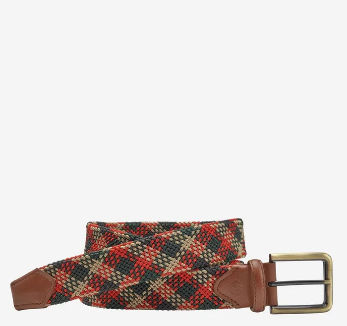 Johnston and Murphy Plaid Woven Belt Multi Men Belts