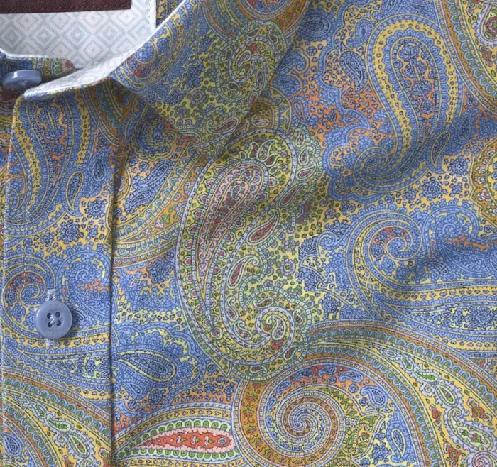 Johnston and Murphy Printed Cotton Shirt Blue Large Paisley Men Shirts Johnston and Murphy Printed Cotton Shirt Blue Large Paisley Men Shirts