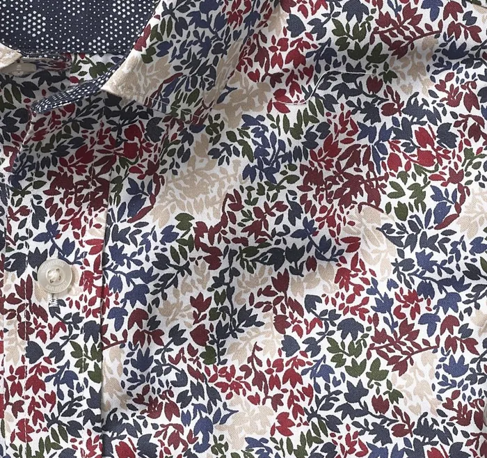 Johnston and Murphy Printed Cotton Shirt Burgundy Multi Vine Men Shirts