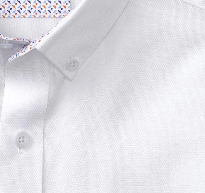 Johnston and Murphy Textured Cotton ShortSleeve Shirt White Solid Men ShortSleeve Shirts