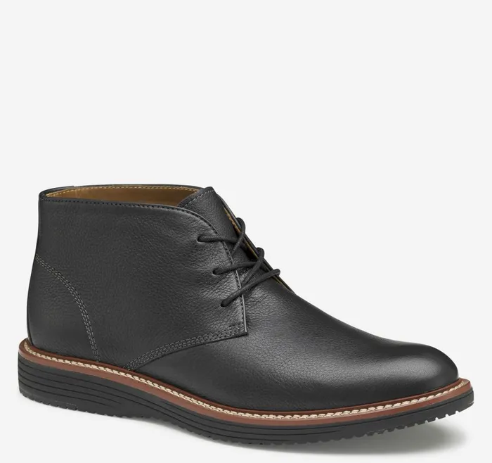 Johnston and Murphy Upton Chukka Black Full Grain Men Boots