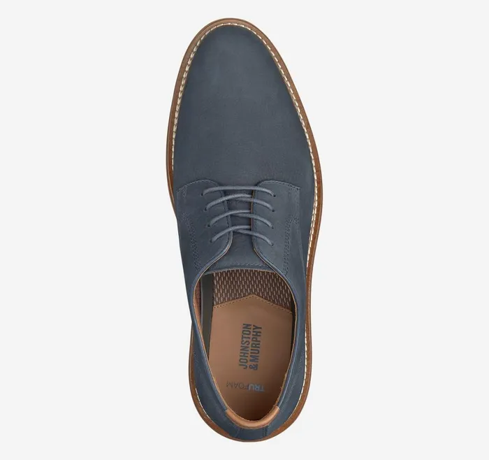 Johnston and Murphy Upton Plain Toe Navy Nubuck Men LaceUps