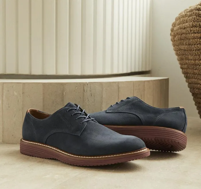 Johnston and Murphy Upton Plain Toe Navy Nubuck Men LaceUps
