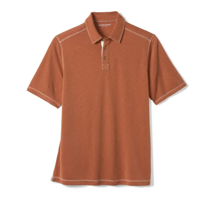 Johnston and Murphy Vintage Slub Polo Rust Men Polos and Tees Johnston and Murphy Vintage Slub Polo Rust Men Polos and Tees