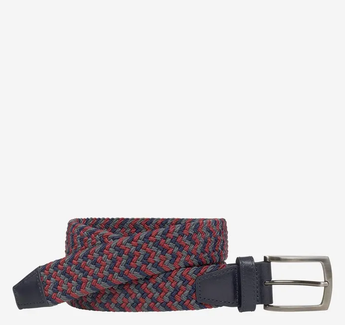 Johnston and Murphy Woven StretchKnit Belt Rednavygray Men Belts