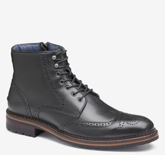 Johnston and Murphy XC Flex Connelly Wingtip Boot Black Full Grain Men Boots