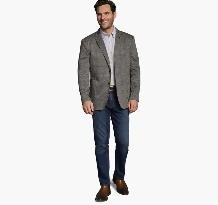 Johnston and Murphy XC Flex Knit Blazer Brown Glen Plaid Men Blazers