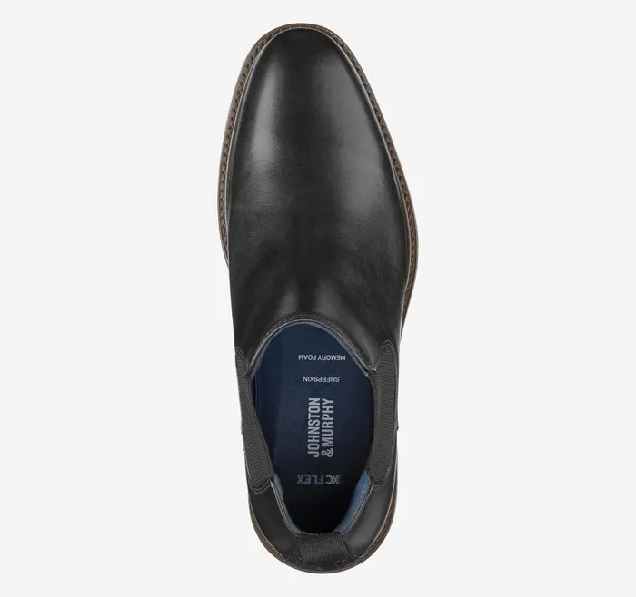 Johnston and Murphy XC Flex Raleigh Chelsea Black Full Grain Men Boots