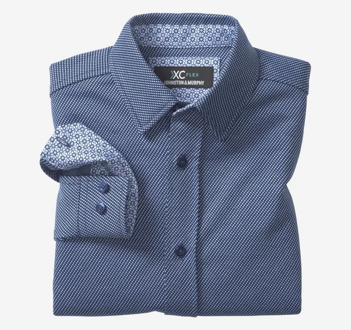 Johnston and Murphy XC Flex Stretch LongSleeve Shirt Navy Small Box Men Shirts