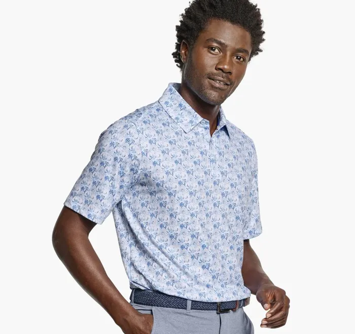 Johnston and Murphy XC4 Performance Polo Bluegray Filligree Men Polos and Tees Johnston and Murphy XC4 Performance Polo Bluegray Filligree Men Polos and Tees