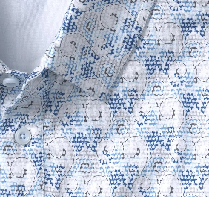 Johnston and Murphy XC4 Performance Polo Bluegray Filligree Men Polos and Tees Johnston and Murphy XC4 Performance Polo Bluegray Filligree Men Polos and Tees