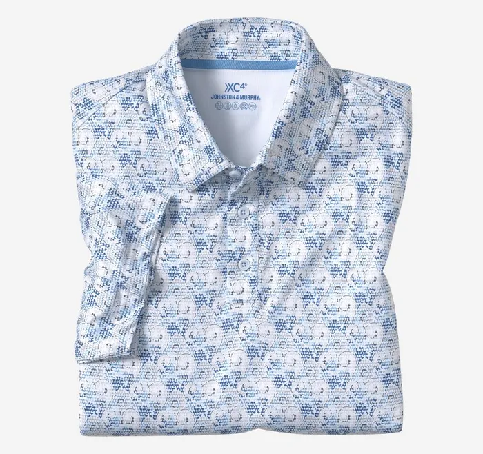 Johnston and Murphy XC4 Performance Polo Bluegray Filligree Men Polos and Tees Johnston and Murphy XC4 Performance Polo Bluegray Filligree Men Polos and Tees
