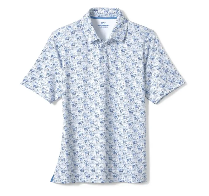 Johnston and Murphy XC4 Performance Polo Bluegray Filligree Men Polos and Tees Johnston and Murphy XC4 Performance Polo Bluegray Filligree Men Polos and Tees