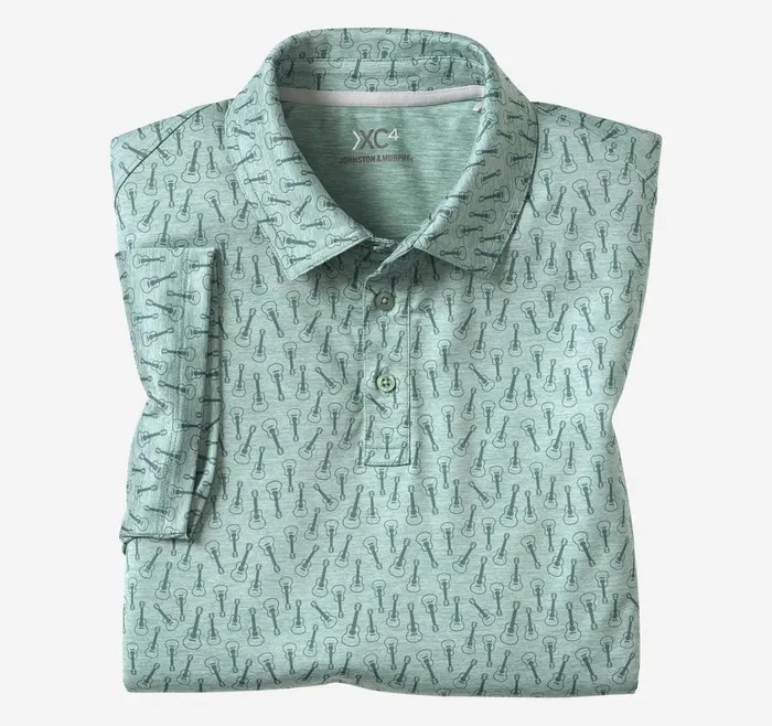 Johnston and Murphy XC4 Performance Polo Green Tonal Guitar Men Polos and Tees Johnston and Murphy XC4 Performance Polo Green Tonal Guitar Men Polos and Tees