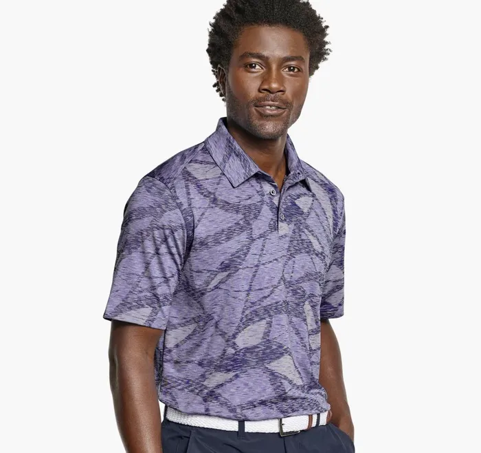 Johnston and Murphy XC4 Performance Polo Purple Large Geo Men Polos and Tees