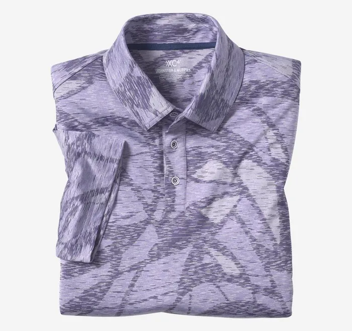 Johnston and Murphy XC4 Performance Polo Purple Large Geo Men Polos and Tees Johnston and Murphy XC4 Performance Polo Purple Large Geo Men Polos and Tees