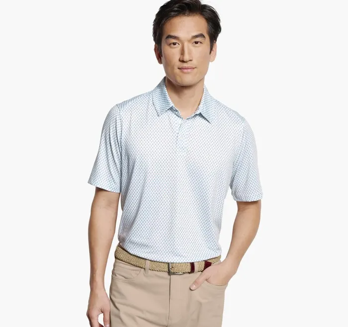 Johnston and Murphy XC4 Performance Polo White Mini Golf Flag Men Polos and Tees Johnston and Murphy XC4 Performance Polo White Mini Golf Flag Men Polos and Tees