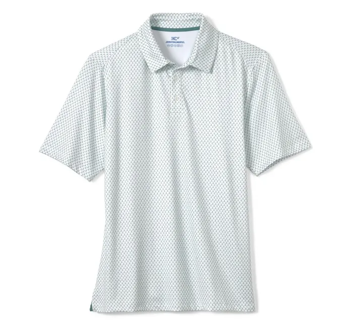 Johnston and Murphy XC4 Performance Polo White Mini Golf Flag Men Polos and Tees Johnston and Murphy XC4 Performance Polo White Mini Golf Flag Men Polos and Tees