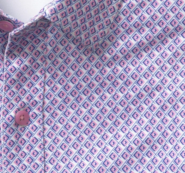 Johnston and Murphy XC4 Performance Shirt Pink Diamond Dash Men ShortSleeve Shirts