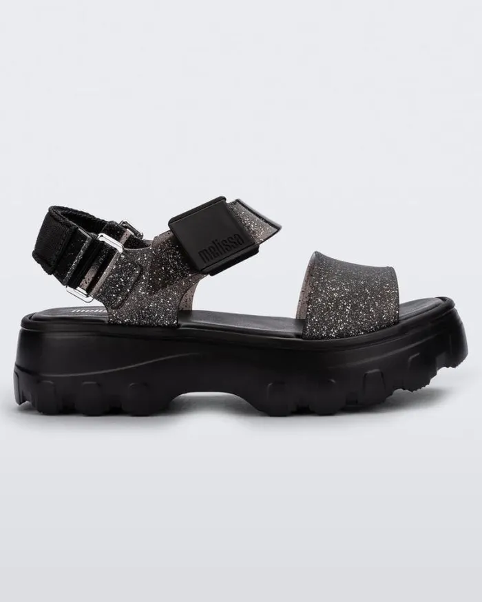 Kick Off Sandal Blackglitter Black Women Melissa Platforms