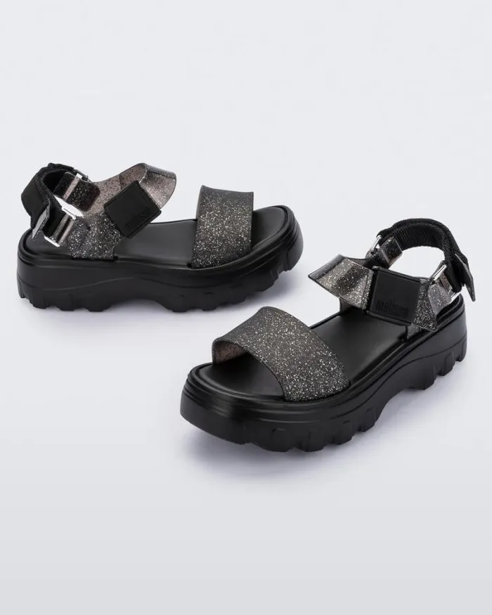 Kick Off Sandal Blackglitter Black Women Melissa Platforms