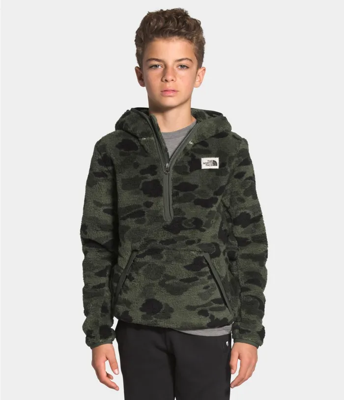 Kids Campshire Hoodie New Taupe Green Duck Camo Print The North Face Fleece