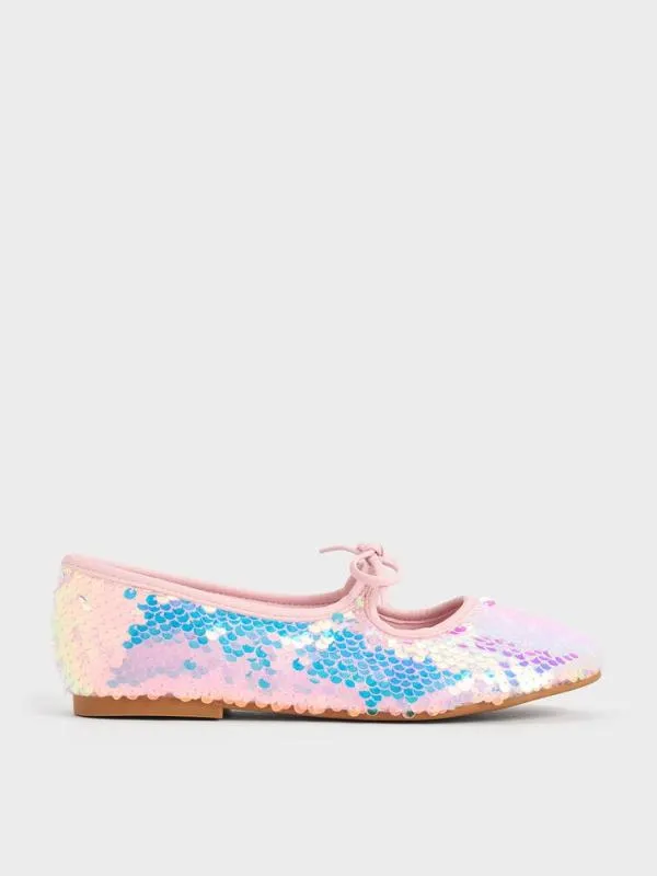 Kids Girls039 Sequin TwoTone Bow Ballet Flats 8211 Pink CHARLES and KEITH Shoes Kids Girls039 Sequin TwoTone Bow Ballet Flats 8211 Pink CHARLES and KEITH Shoes