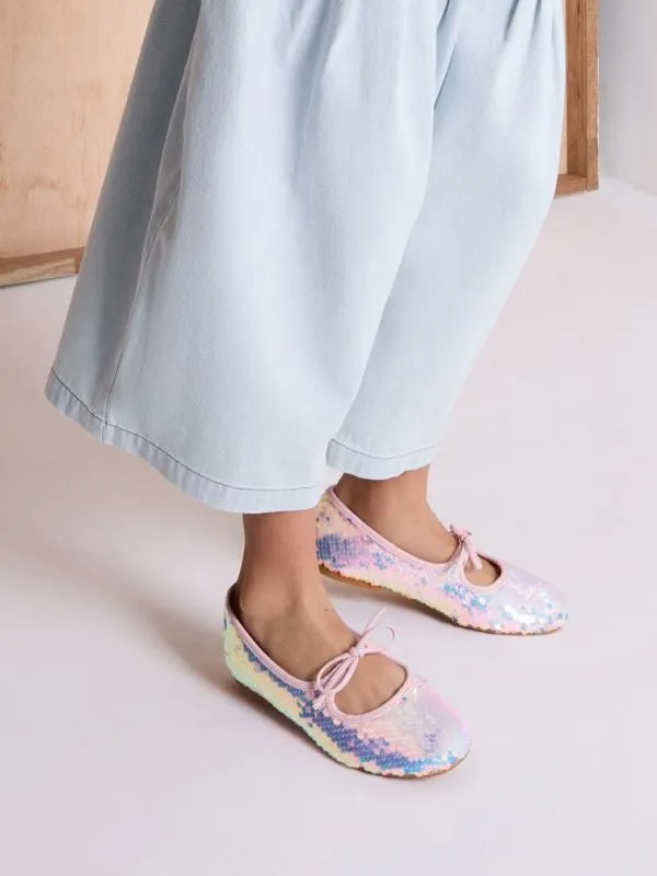Kids Girls039 Sequin TwoTone Bow Ballet Flats 8211 Pink CHARLES and KEITH Shoes Kids Girls039 Sequin TwoTone Bow Ballet Flats 8211 Pink CHARLES and KEITH Shoes