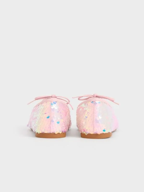 Kids Girls039 Sequin TwoTone Bow Ballet Flats 8211 Pink CHARLES and KEITH Shoes Kids Girls039 Sequin TwoTone Bow Ballet Flats 8211 Pink CHARLES and KEITH Shoes