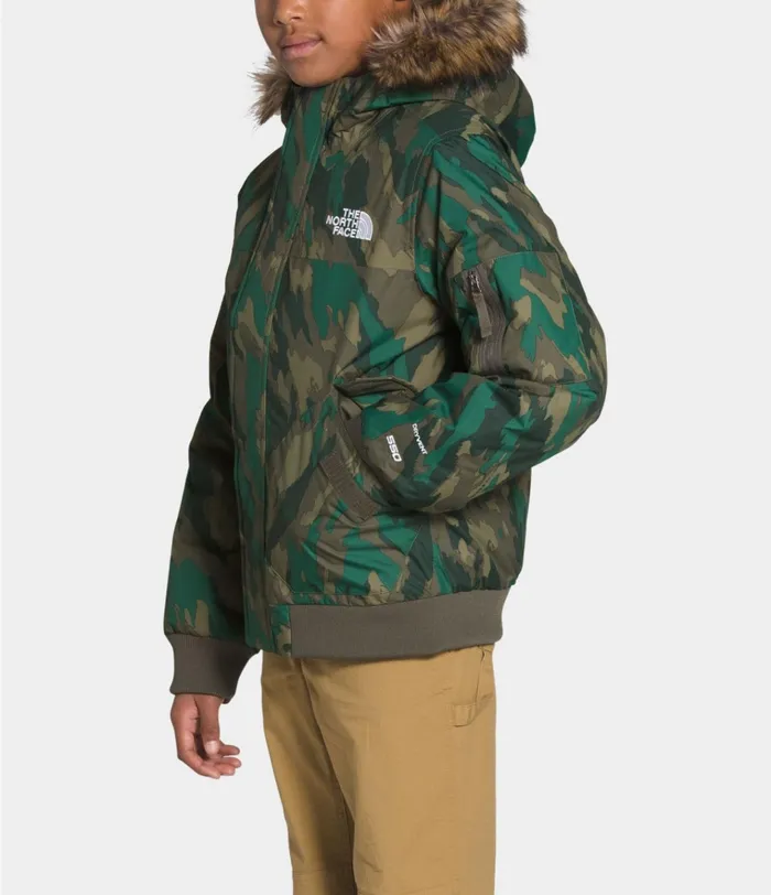 Kids Gotham Jacket Evergreen Mountain Camo Print The North Face Jackets and Vests