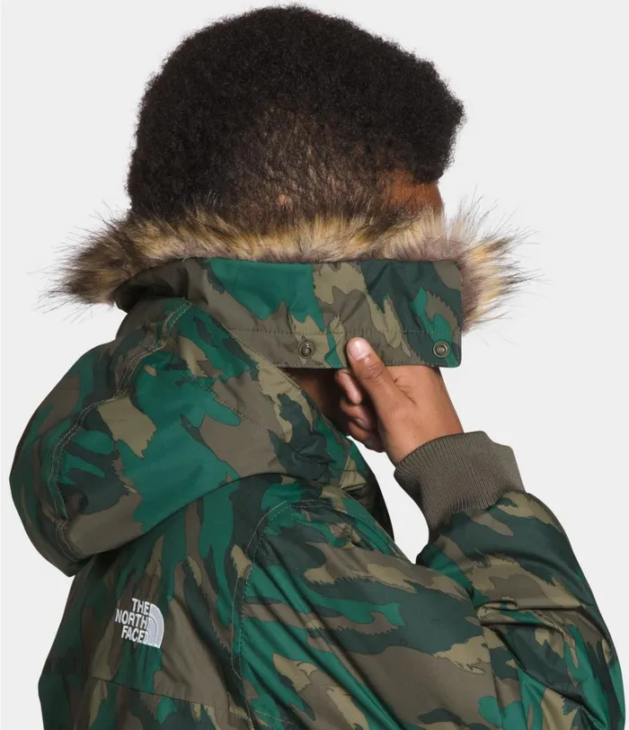 Kids Gotham Jacket Evergreen Mountain Camo Print The North Face Jackets and Vests