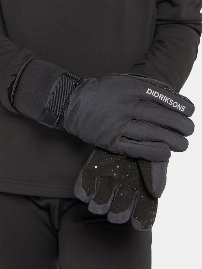 Kids Lovas Five Finger Glove Black Didriksons Gloves and Mittens
