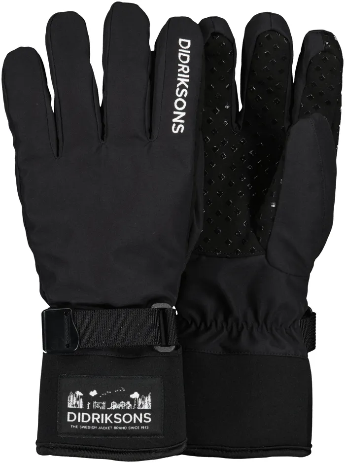 Kids Lovas Five Finger Glove Black Didriksons Gloves and Mittens
