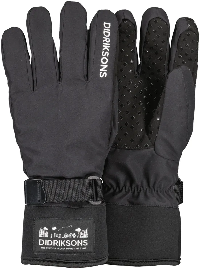 Kids Lovas Five Finger Glove Black Didriksons Gloves and Mittens