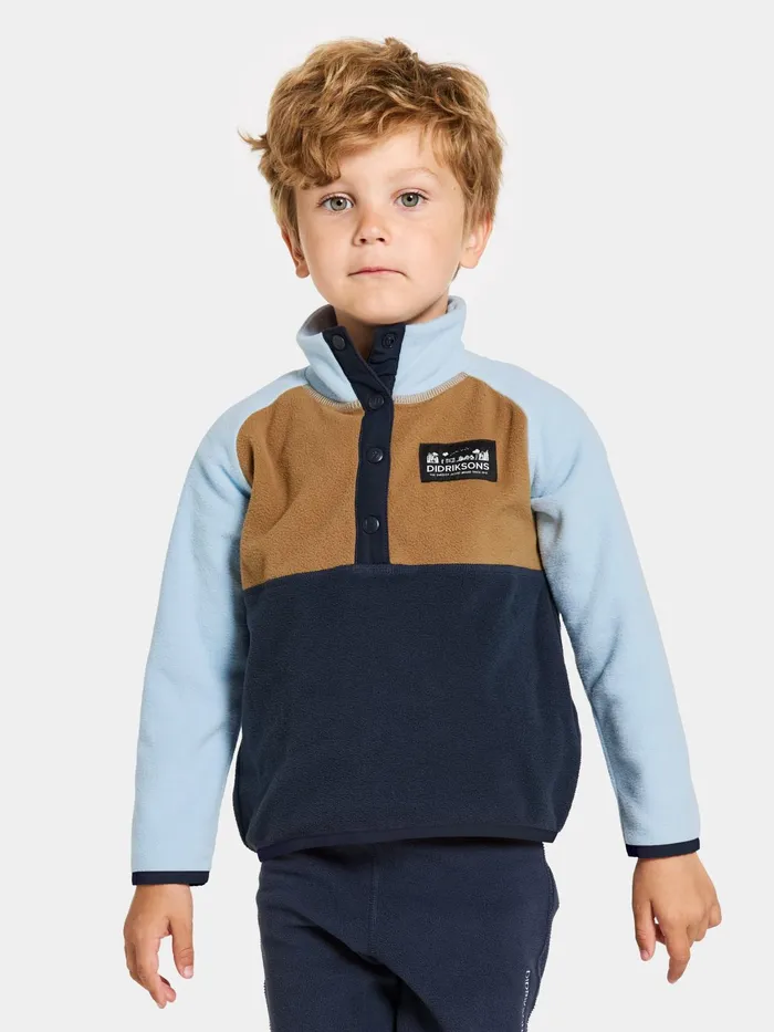 Kids Monte Half Button Navy Didriksons Fleece and Midlayers