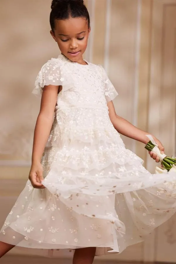 KIDS Needle and Thread Angelica Lace Kids Dress Champagne