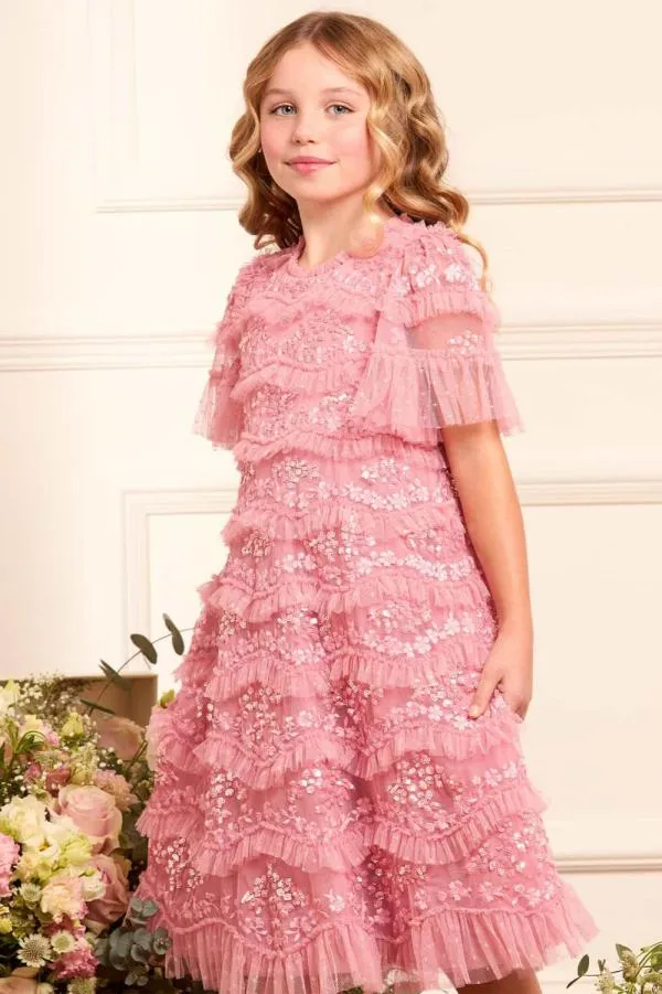 KIDS Needle and Thread Daisy Wave Kids Dress Pink