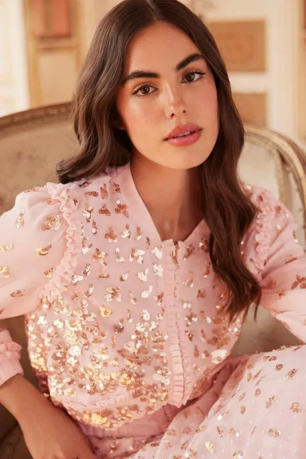 KIDS Needle and Thread Fern Georgette Bomber Jacket Pink
