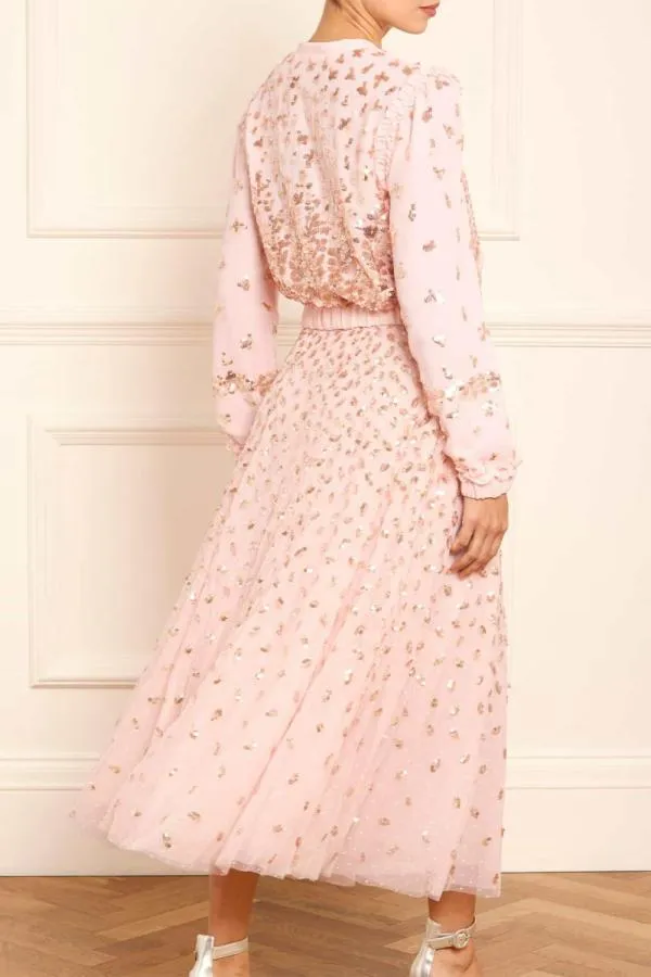 KIDS Needle and Thread Fern Georgette Bomber Jacket Pink