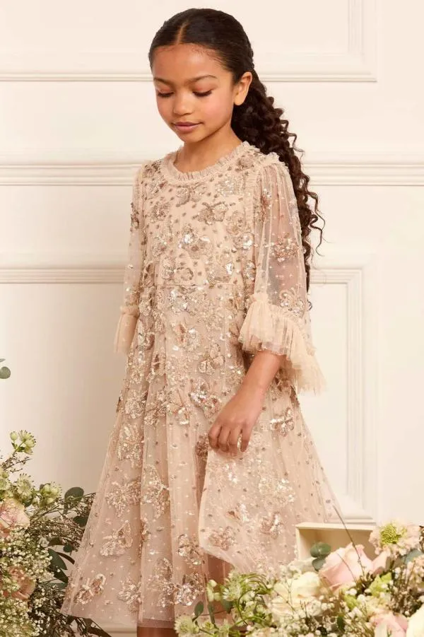 KIDS Needle and Thread Papillon Kids Dress Beige