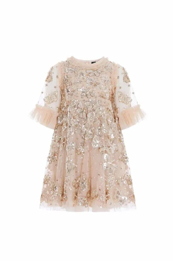 KIDS Needle and Thread Papillon Kids Dress Beige KIDS Needle and Thread Papillon Kids Dress Beige