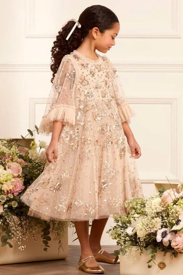 KIDS Needle and Thread Papillon Kids Dress Beige KIDS Needle and Thread Papillon Kids Dress Beige