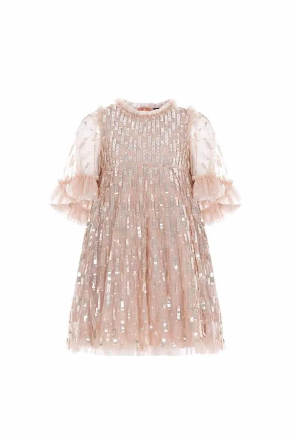 KIDS Needle and Thread Sequin Dash Kids Dress Beige