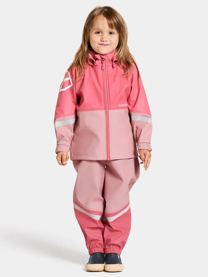 Kids Waterman Set Soft Pink Didriksons Unlined Rain Set