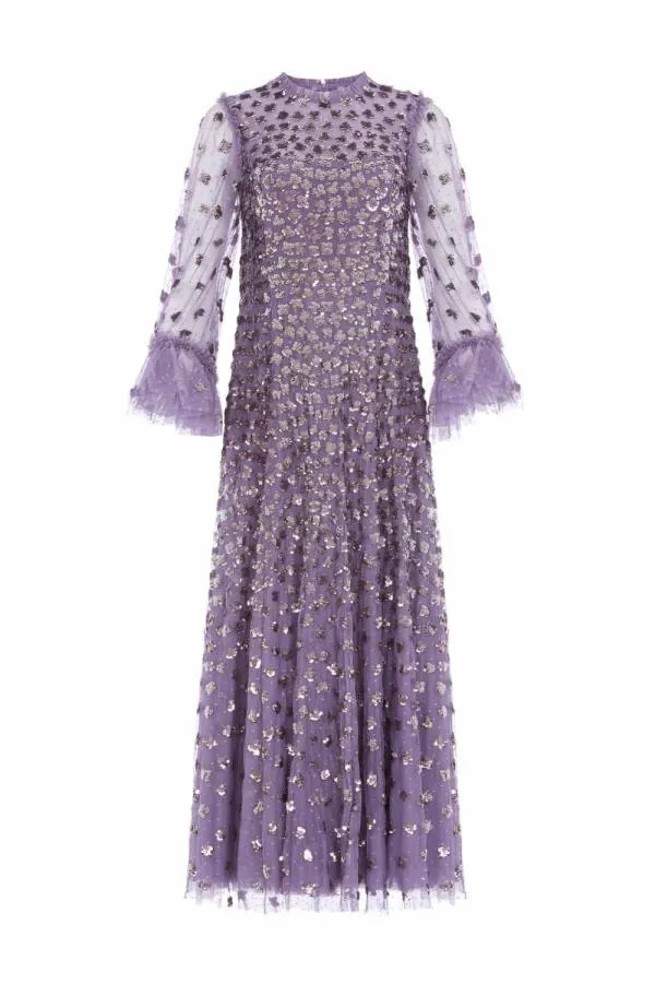 KIDSWomen Needle and Thread Glisten Long Sleeve Ankle Gown Purple KIDSWomen Needle and Thread Glisten Long Sleeve Ankle Gown Purple