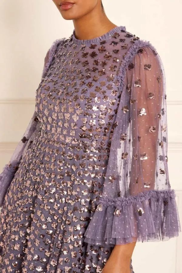 KIDSWomen Needle and Thread Glisten Long Sleeve Ankle Gown Purple KIDSWomen Needle and Thread Glisten Long Sleeve Ankle Gown Purple